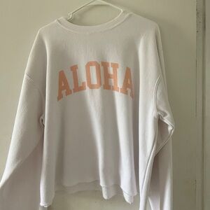 Mahina White and Peach 'Aloha' Sweater